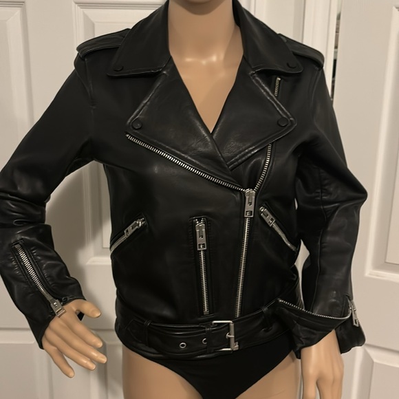 ALL SAINTS BALFERN LEATHER BIKER JACKET MOTO SIZE US 4 BUTTER SOFT - Picture 9 of 12